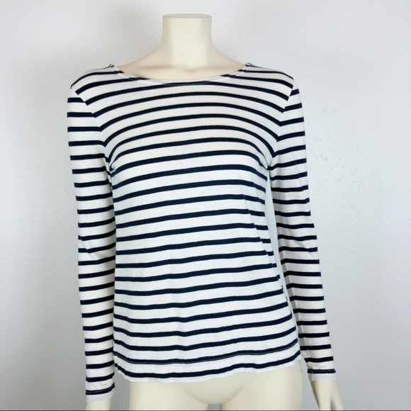 J. Crew Bow Embellished Back Striped Blouse Top XS - Picture 3 of 8
